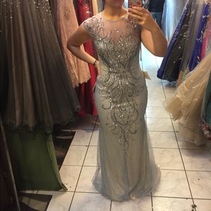 Grey/Silver Glow Dress with sequins and open back